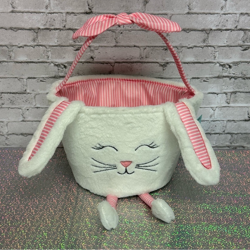 Cottondale CVS Plush Bunny Easter Basket Ears Hanging Legs Rabbit 6.5" NEW NWT